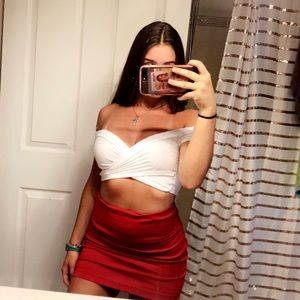 Cropped White Crossover Top